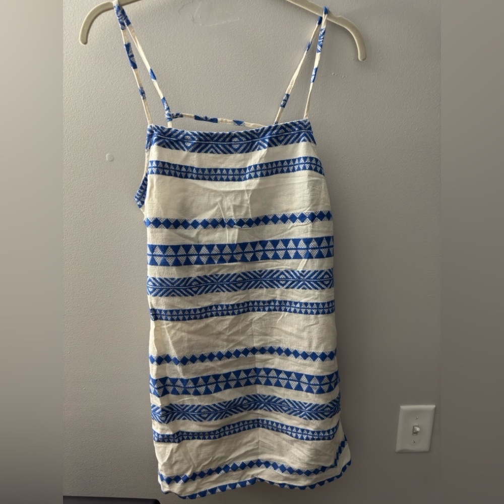 Aerie Blue and White Geometric Dress